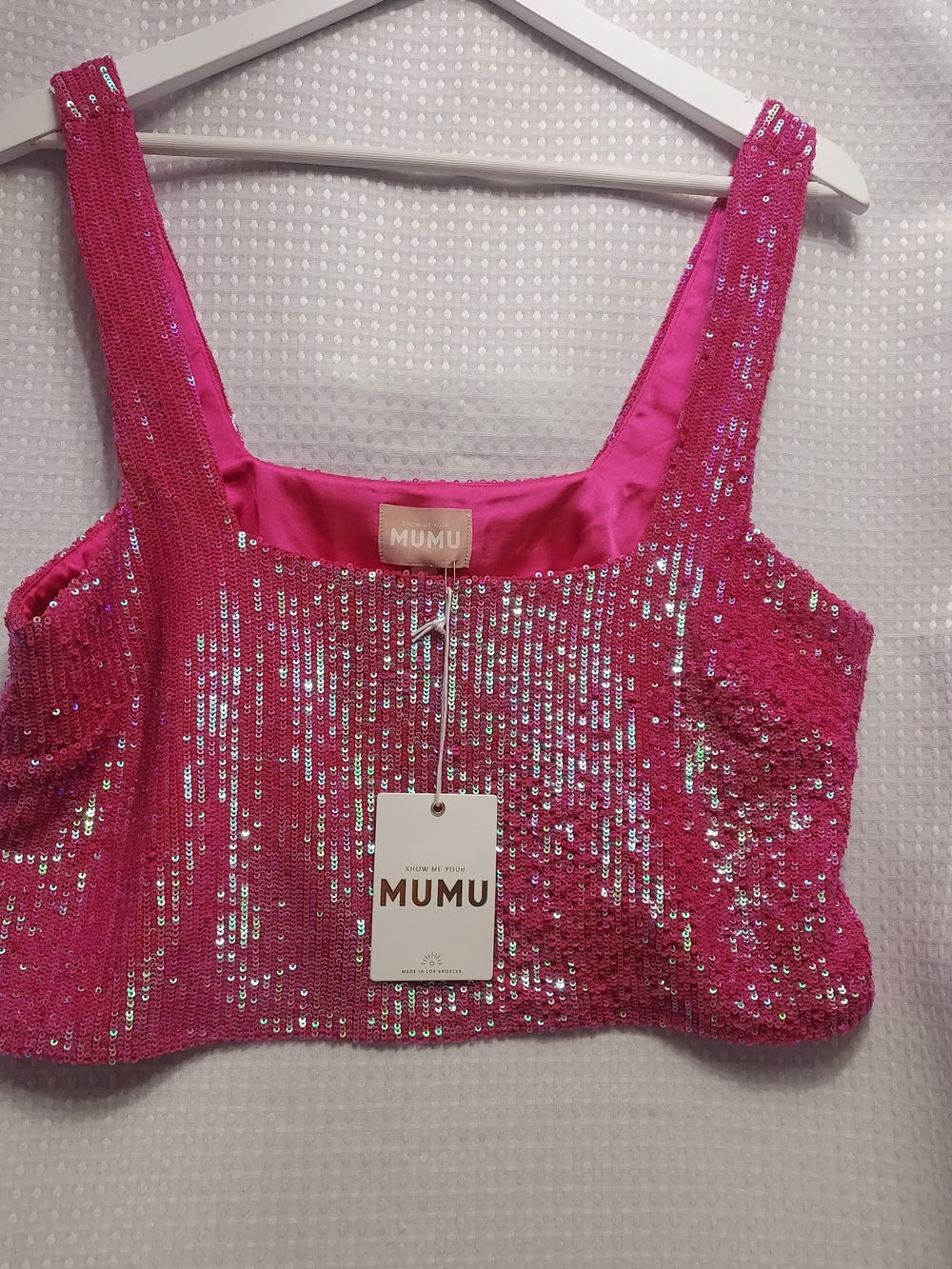 Show Me Your MuMu Hot Pink Sequin Bandeau Tank